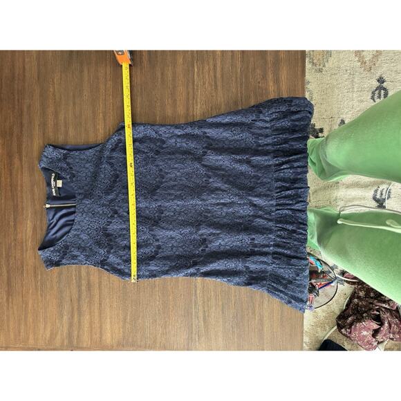 Karl Lagerfeld Lace Dress Womens 8 Medium Navy Blue Cocktail - Picture 6 of 8